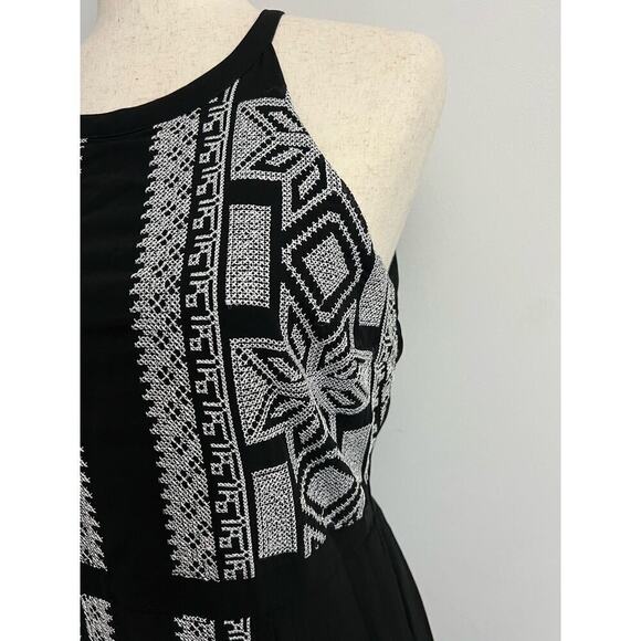 Nieman Marcus Formal Dress Women’s Sz S Black with White Cross Stitch Midi NWT - Picture 3 of 16